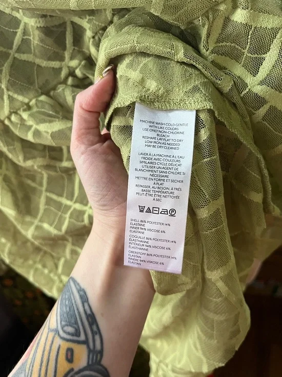 NWT Green Maeve Sheer Babydoll Layering Top - Picture 6 of 14